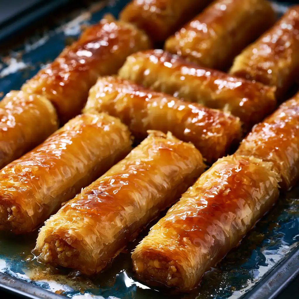 Syrupy Walnut Phyllo Rolls