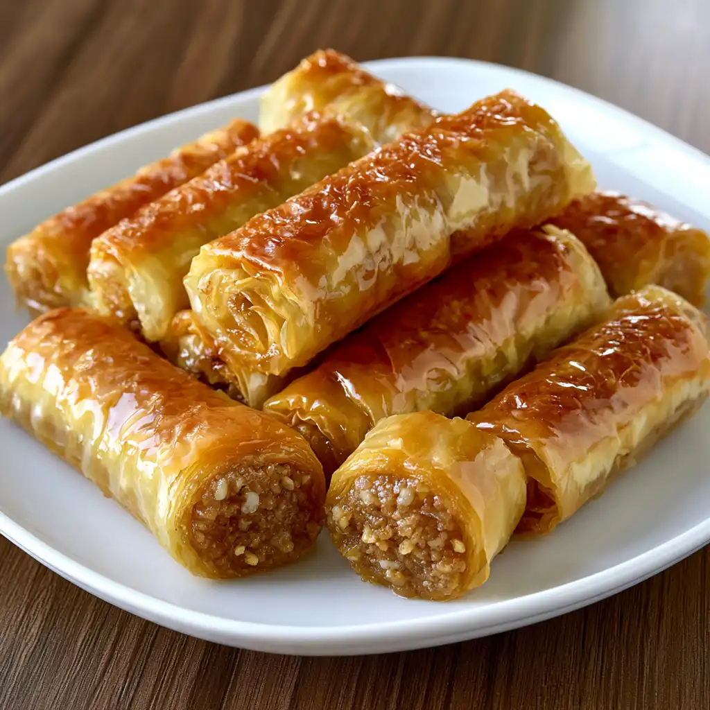 Syrupy Walnut Phyllo Rolls - step by step