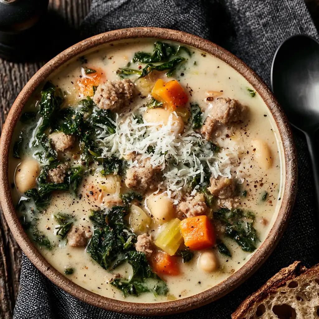 Italian Sausage and White Bean Soup with Tuscan Kale