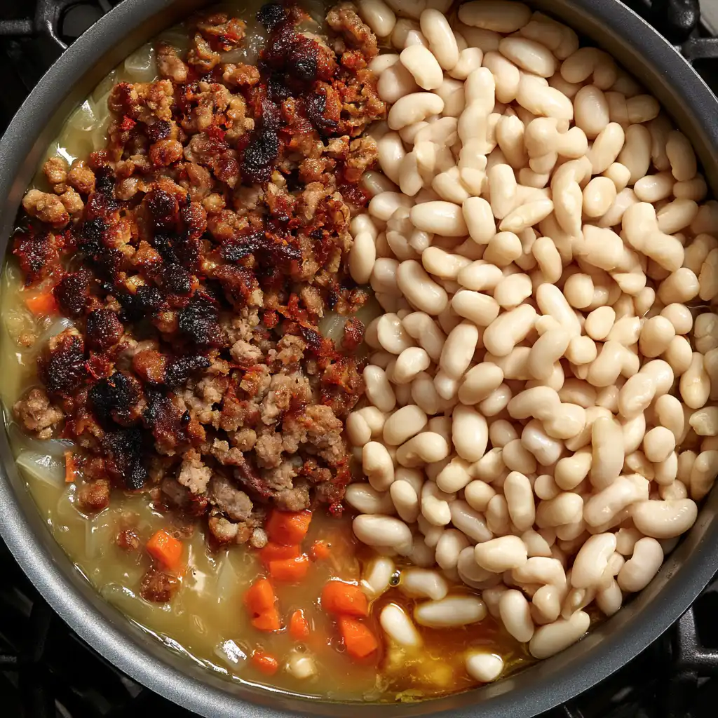 Italian Sausage and White Bean Soup with Tuscan Kale - step by step