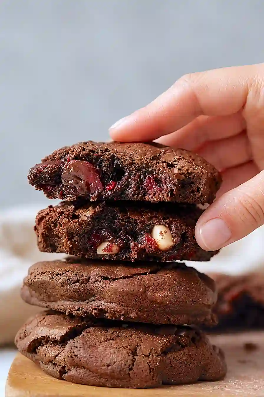 Double Chocolate Cherry Biscuits - step by step