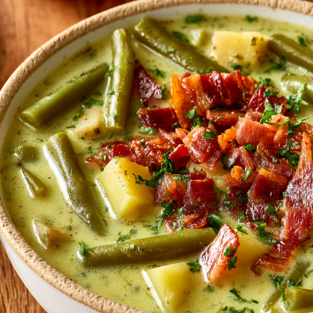 German Green Bean Soup Recipe - finished dish
