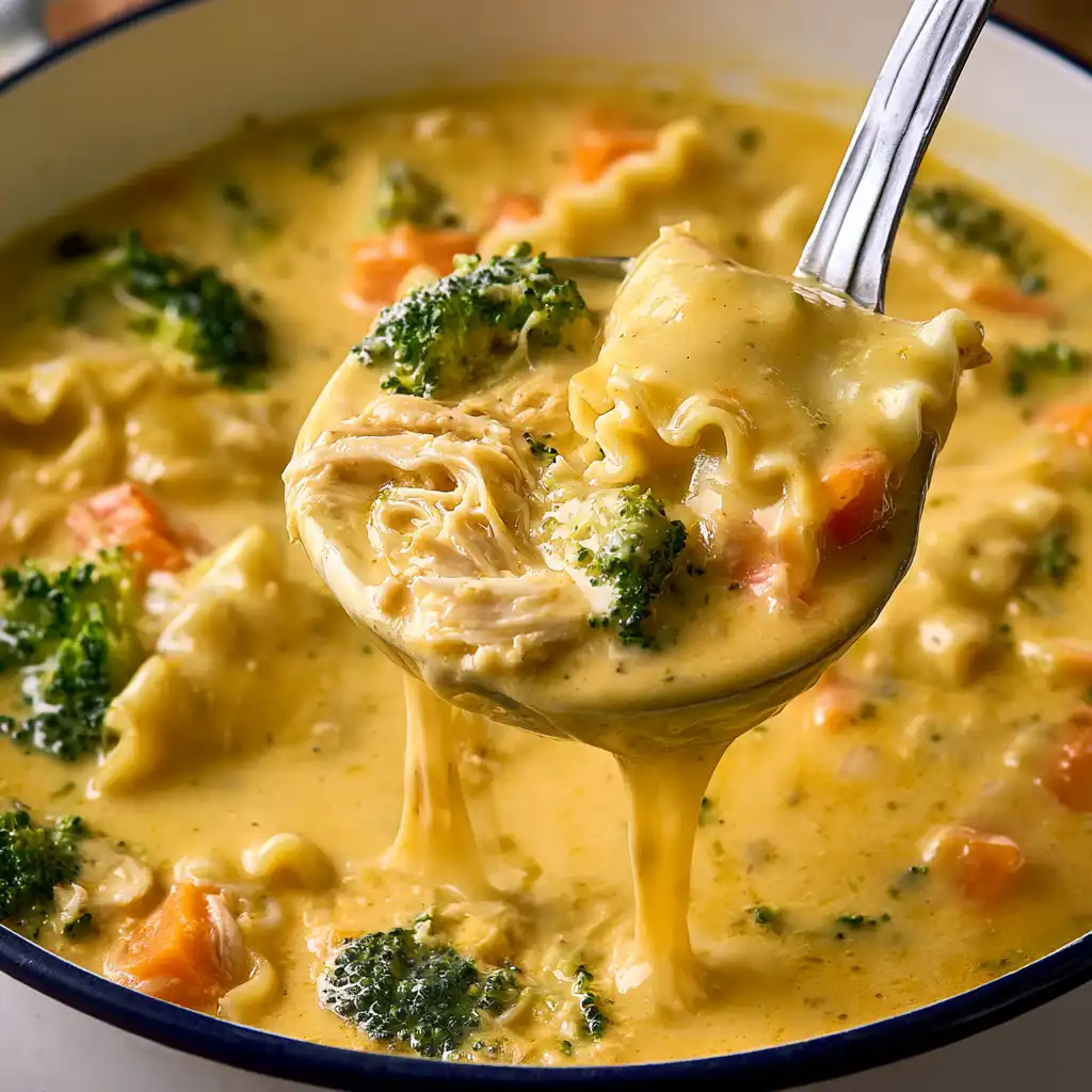 Broccoli Cheddar Lasagna Soup Without Heavy Cream - step by step